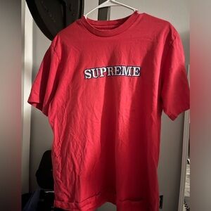 Red long sleeve supreme floral font Tee-shirt
